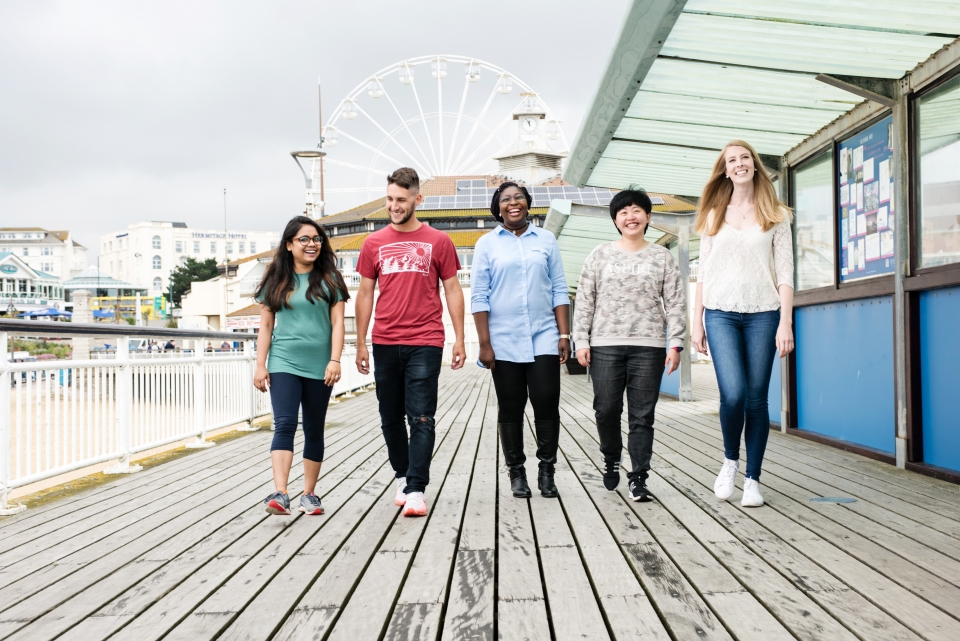 Group of students on Bournemouth Pier